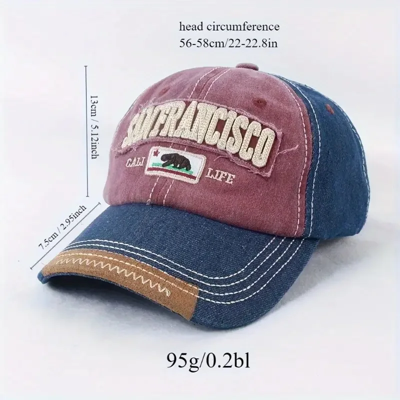 Trendy Distressed Cotton Baseball Cap with Embroidered Lettering - Adjustable Outdoor Headwear