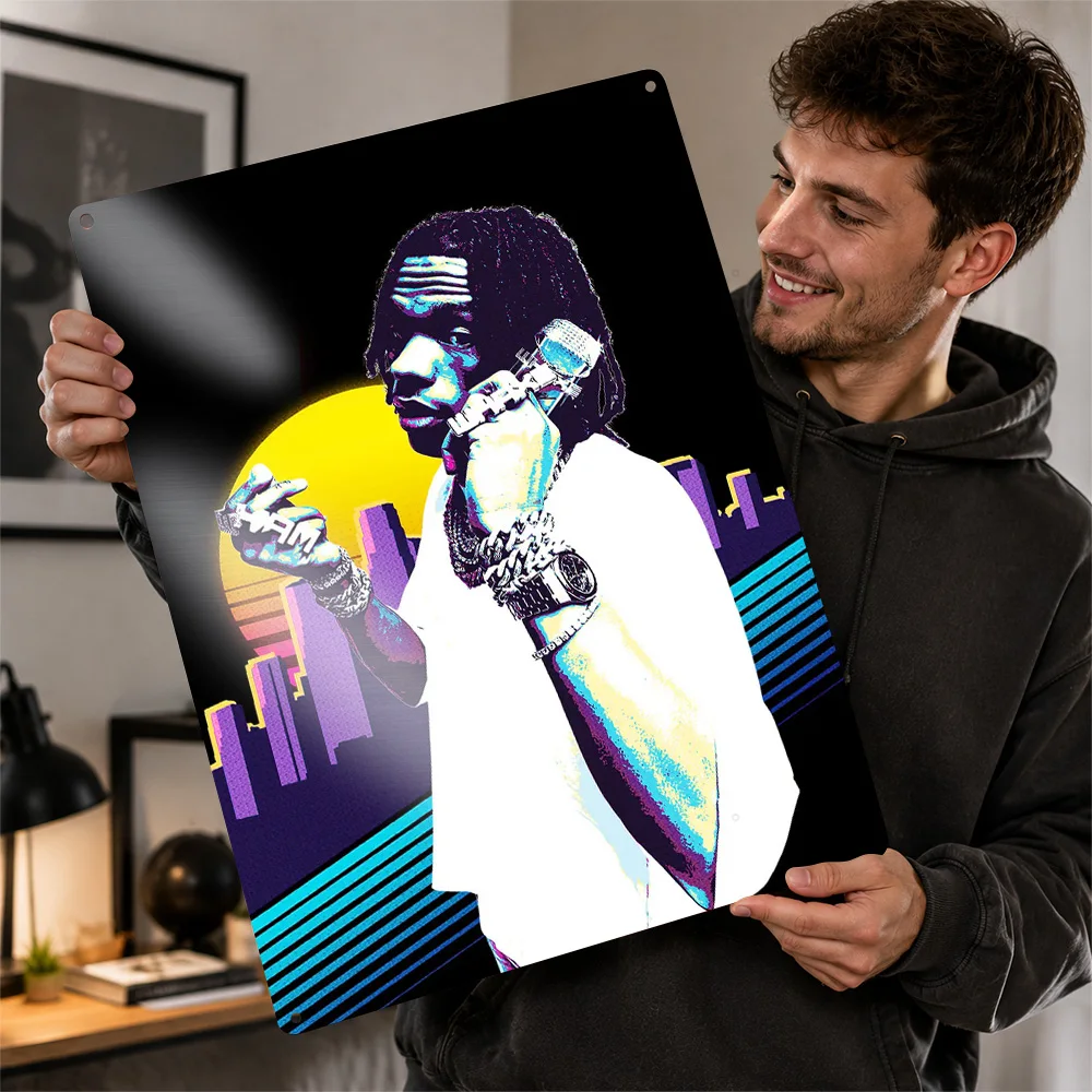 Lil Baby Rapper Poster Retro 3D Printed Metal Signs Customized Wall Hanging Gift for Bedroom Decoration Room Decorating Interior