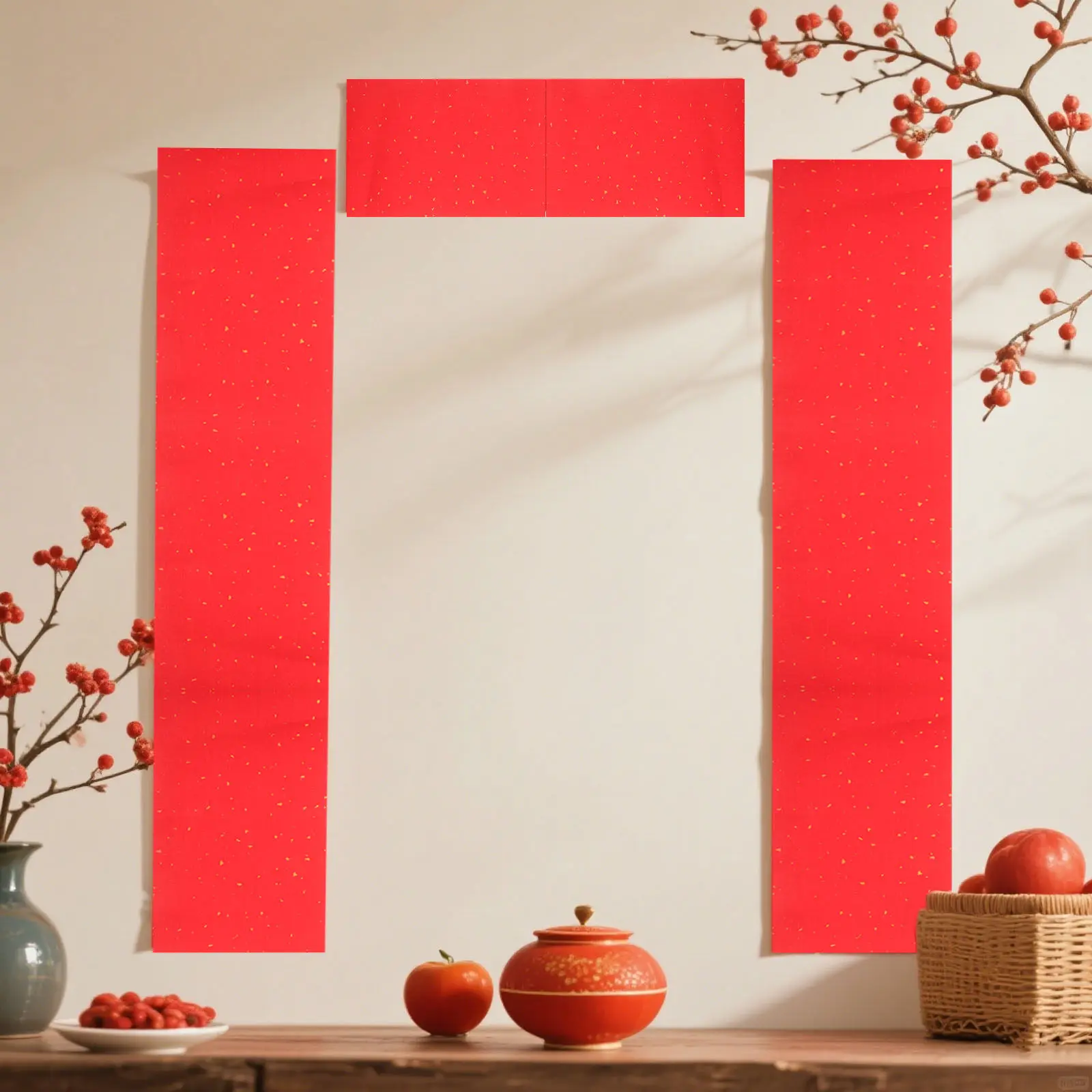 

2 Rolls Red Thickened Chinese Xuan Paper Roll Calligraphy Writing Paper Spring Festival Couplets Craft Decoration