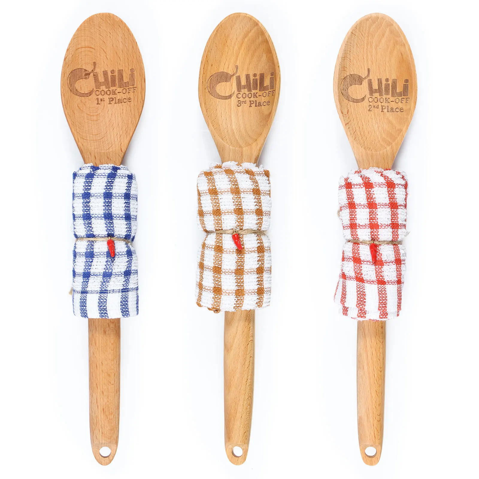 3Pcs Chili Cook off Prize Spoons Engraved Chili Cook Off Trophies Wood Chili Cook off Spoon Award Portable Chili Cooking Spoons