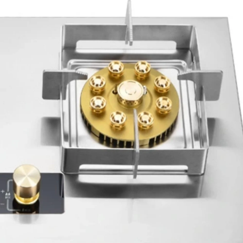 業務用2口スマートガスコンロ - ステンレス製ビルトイン/ポータブルキッチン用クックトップ、安全機能付き