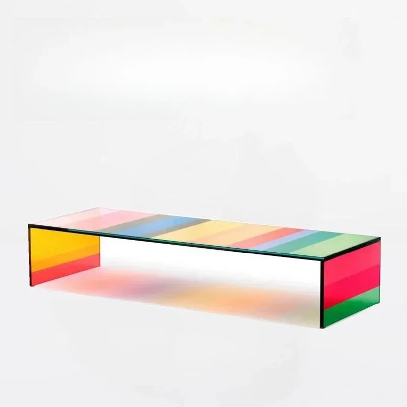 

Floor Rainbow Coffee Table Living Room Internet celebrity designer GLAS Furniture Glass bay window Tatami tea table