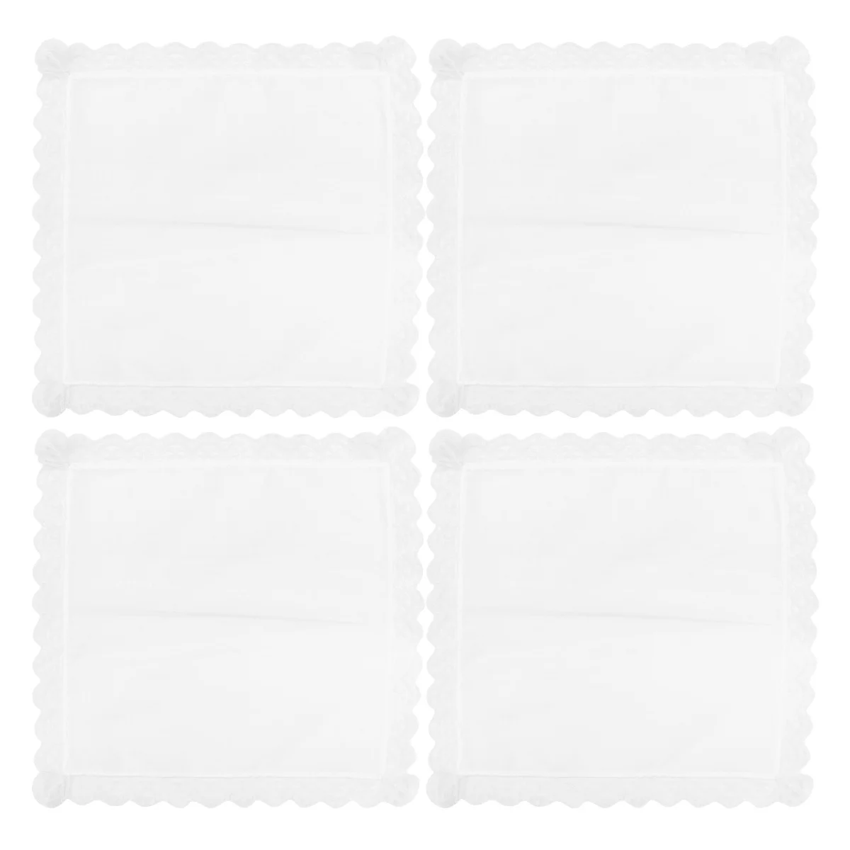 

4pcs Handkerchief Pure White Lace-edge Easy Wash Durable Minimalist Simple Lace-Edge Handkerchief Style Soft Touch