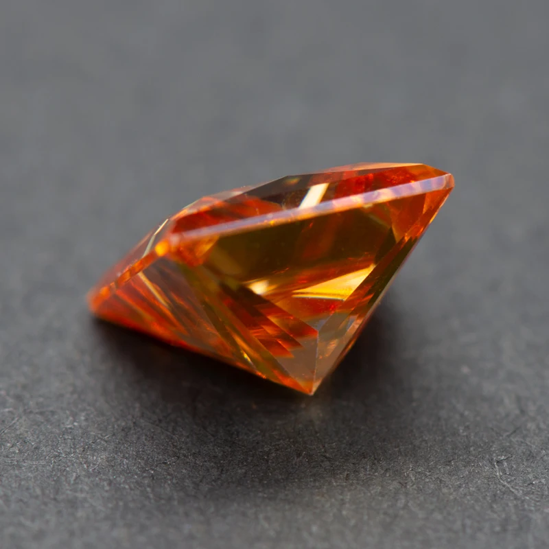 Orangefarbener Moissanit im Princess-Schliff, Edelstein, Laborgezüchteter Diamant, Schmuckherstellungsmaterial für Damen mit Zertifikat – Detail 3