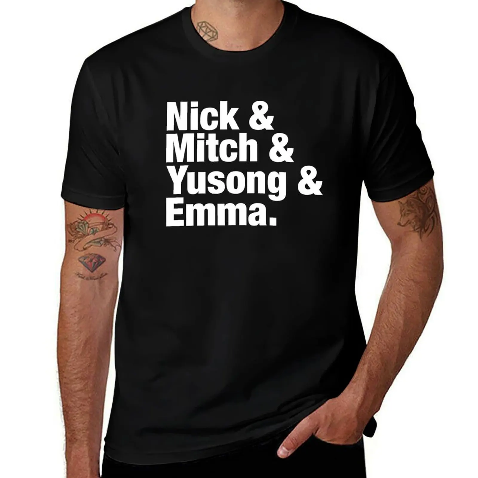 Mitch & Nick & Yusong & Emma. T-Shirt Thanksgiving Casual Tee T-Shirt