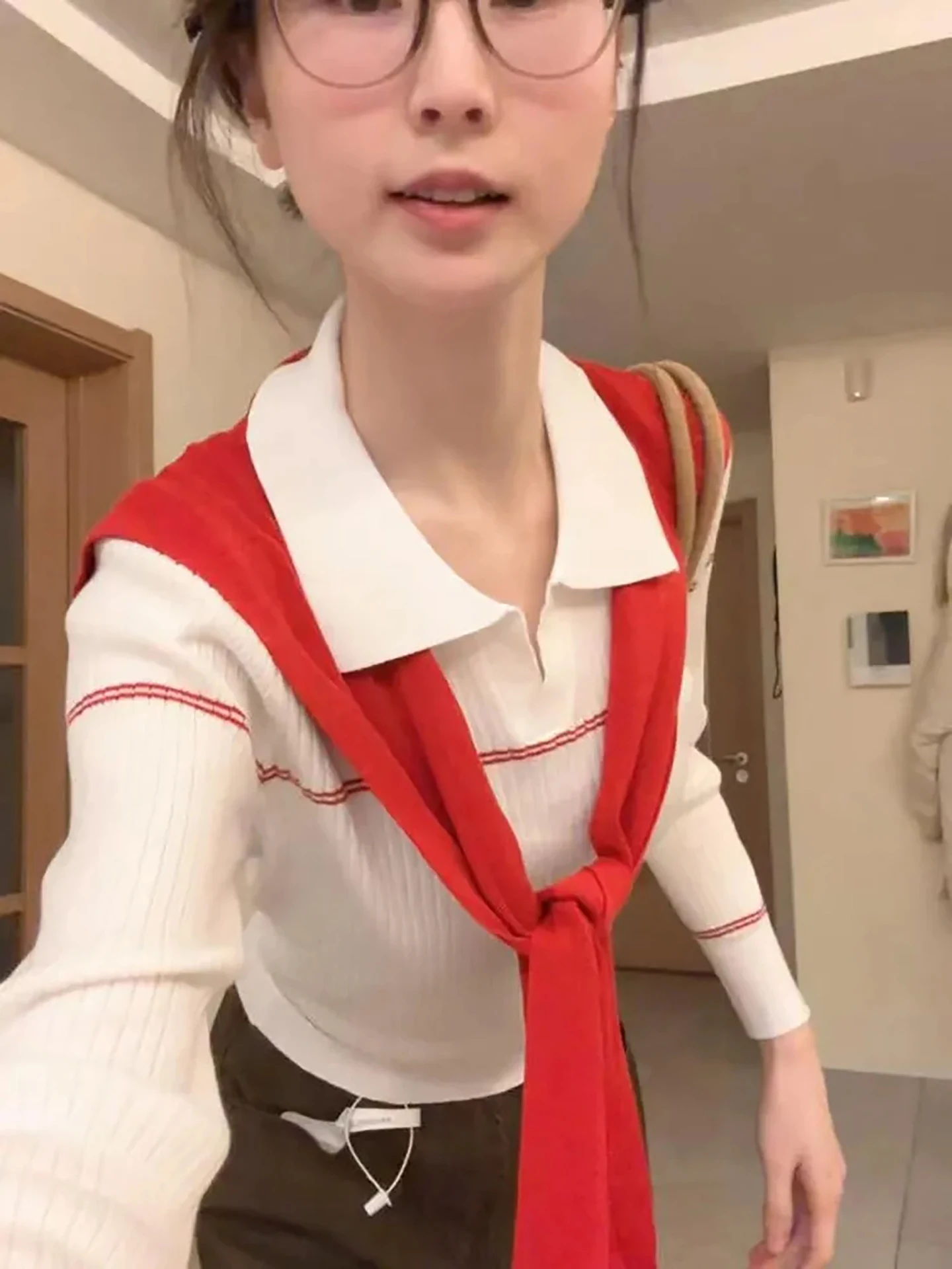 

Корейский вязаный свитер-топ для женщин, облегающий, с контрастными вставками, весенний, модный, с узором