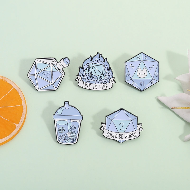 مضحك D20 النرد المينا دبوس لعبة آر بي جي قد تكون أسوأ هذا غرامة لهب النرد دبابيس شارة التلبيب مجوهرات هدية لمحبي الأصدقاء #3