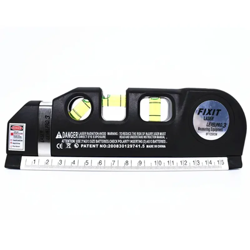 Laser Level Multipurpose Line Laser Leveler Tool, Cross Line Lasers With 8FT 2.5M Standard Measure Tape And Metric Rulers