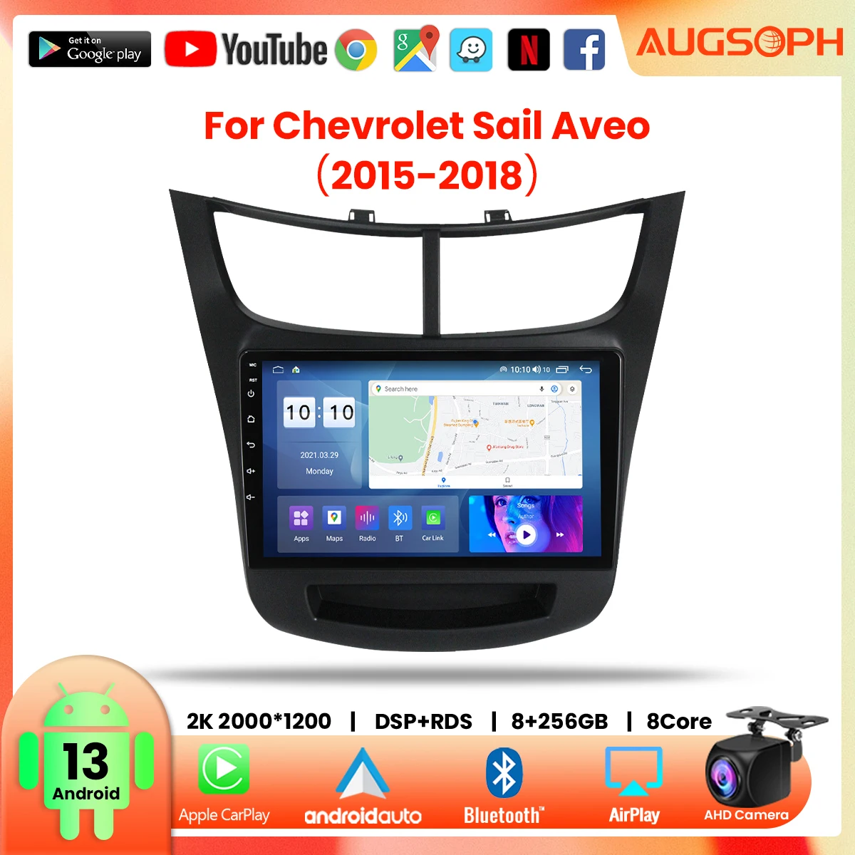 

Android 13 Car Radio for Chevrolet Sail Aveo 2015-2018, 9inch 2K Multimedia Player with 4G Carplay DSP & 2Din GPS Navigation.