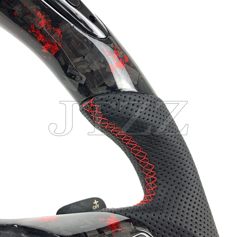 Suitable for Volkswagen Golf GTI MK6 CC LED Forged Perforated Leather Carbon Fiber Car Steering Wheel Modification
