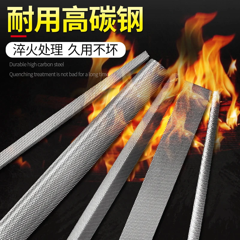 Lima in acciaio, lima semicircolare, diamante piatto, coltello triangolare per sfregamento, strumento per lucidare legno e metallo, denti grossolani denti fini