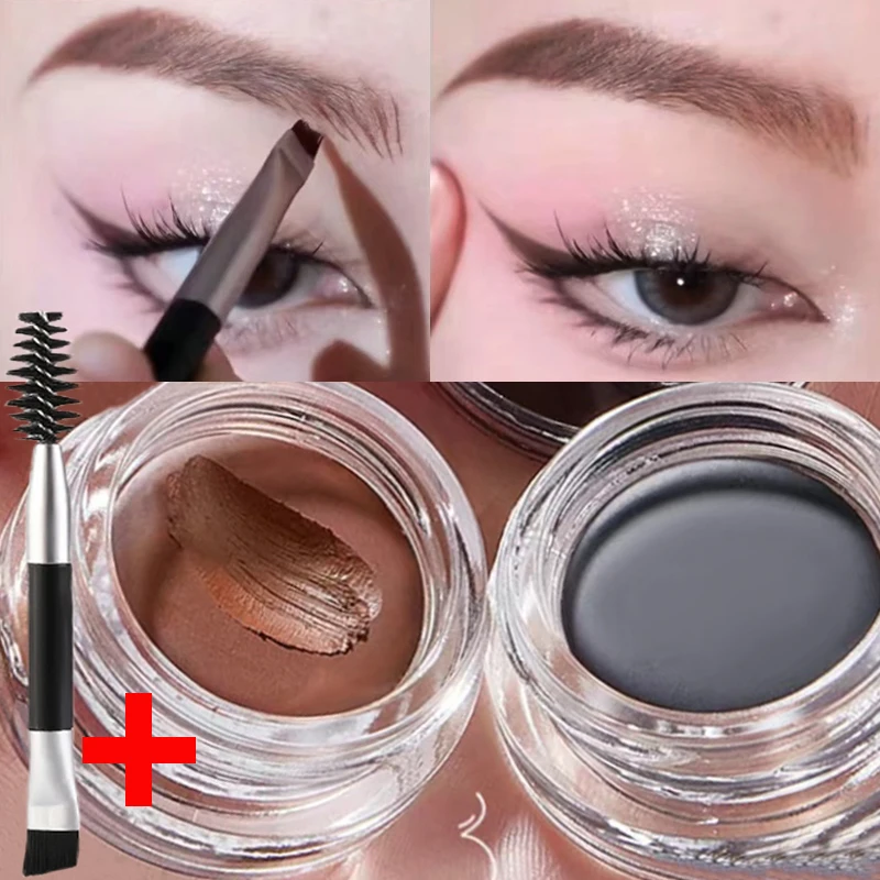 Donkerbruin Zwart Wilde Wenkbrauwcrème met Wenkbrauwborstel Langdurige Gladde Matte Eyeliner Wenkbrauw Tint Vrouwen Ogen Make-up Cosmetica