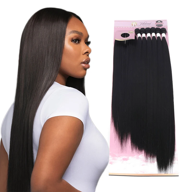 

Snowdrop Straight Hair Bundles Synthetic Bundles with Closure Organic Hairs Heat Resistant Hair Extensions