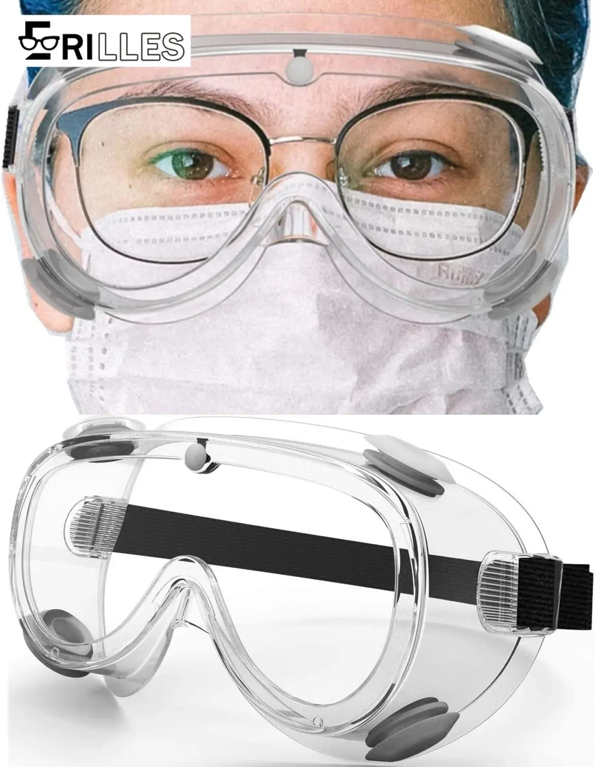Water Sports Safety Goggles, Anti-Fog with UV Protection, Clear Lens for Rafting, Kayaking, Swimming, and Outdoor Activities