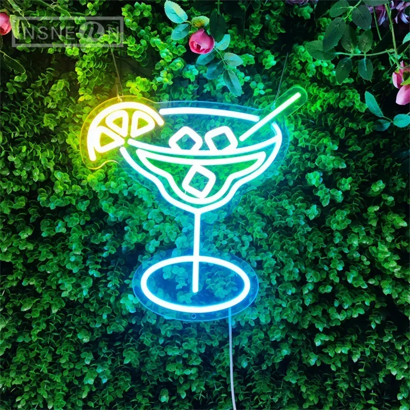 Cocktail Glass Neon Signs USB Acrylic LED Light For Bedroom Wall Decoration Bar Restaurant Nightclub Birthday Party Neon Signs