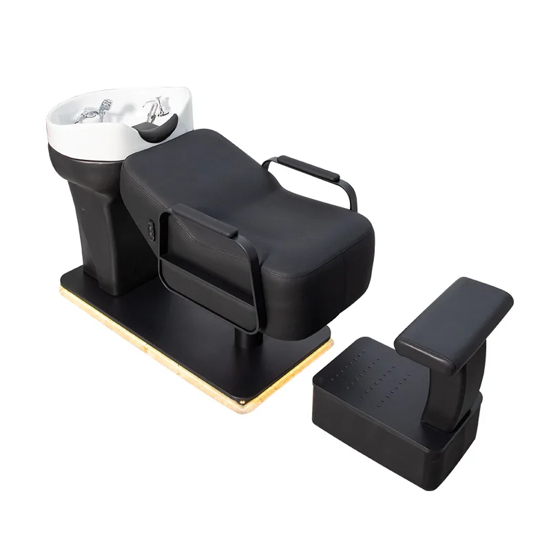 

High-end massage shampoo bed, hairdresser salon special stainless steel ceramic basin semi-lying type