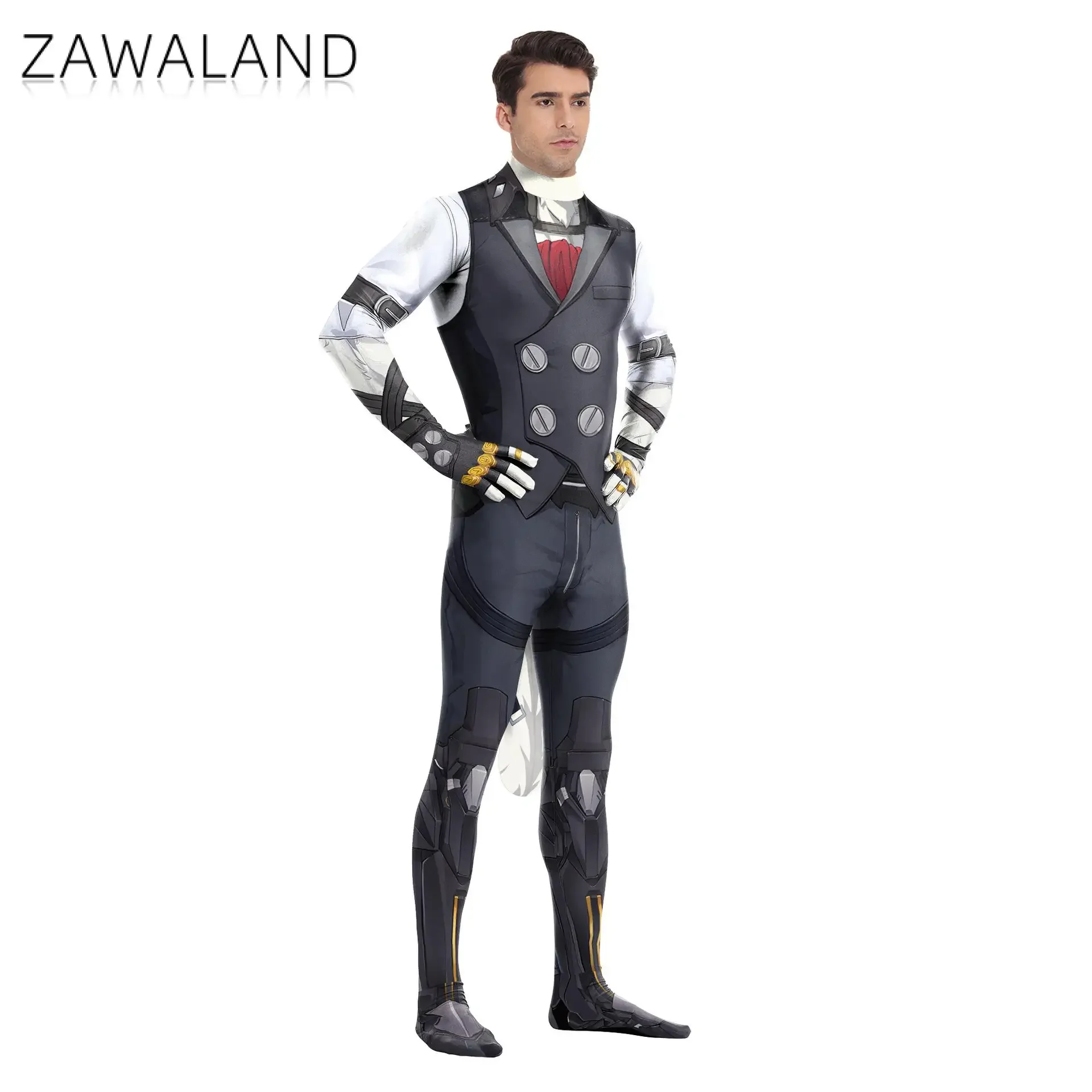 Zawaland-Costume de Cosplay d'Halloween Zenless Zone ontariVon Lycaon pour Homme, Combinaison de Batterie Complète, Grande Queue, Fermeture Éclair, Vêtements de ixZentai Imbibés