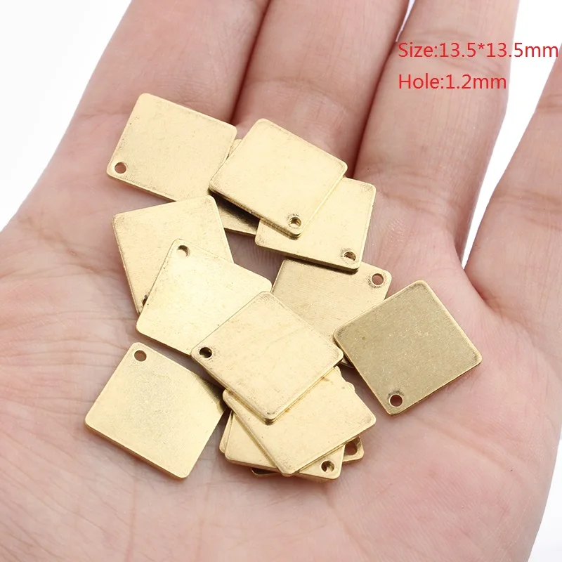10pcs Raw Brass Rectangle Charms for DIY Jewellery Making