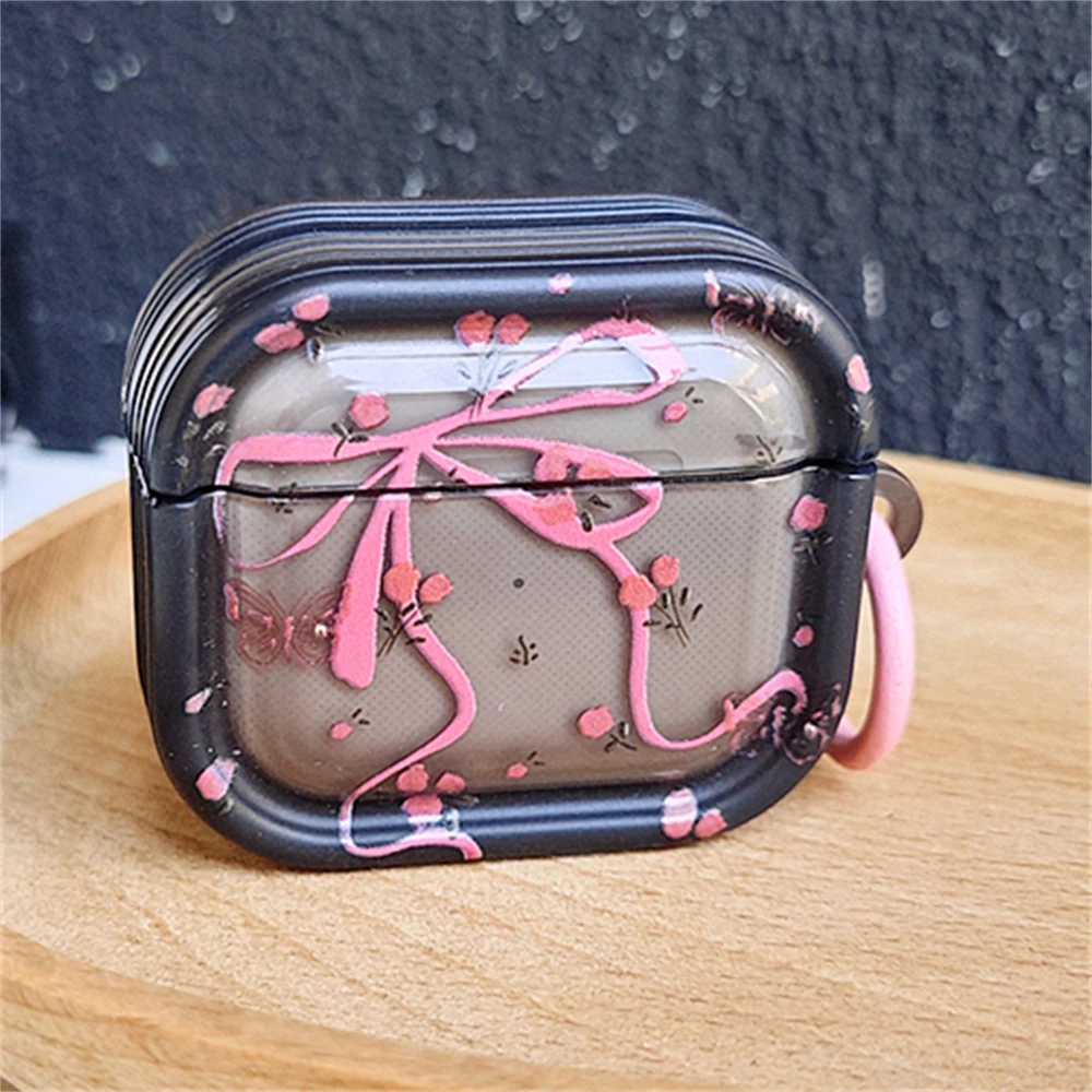 Lindo cuadrado de flores rotas con llavero nueva funda para auriculares para AirPods 1 2 3 4 funda protectora suave para AirPods Pro 2
