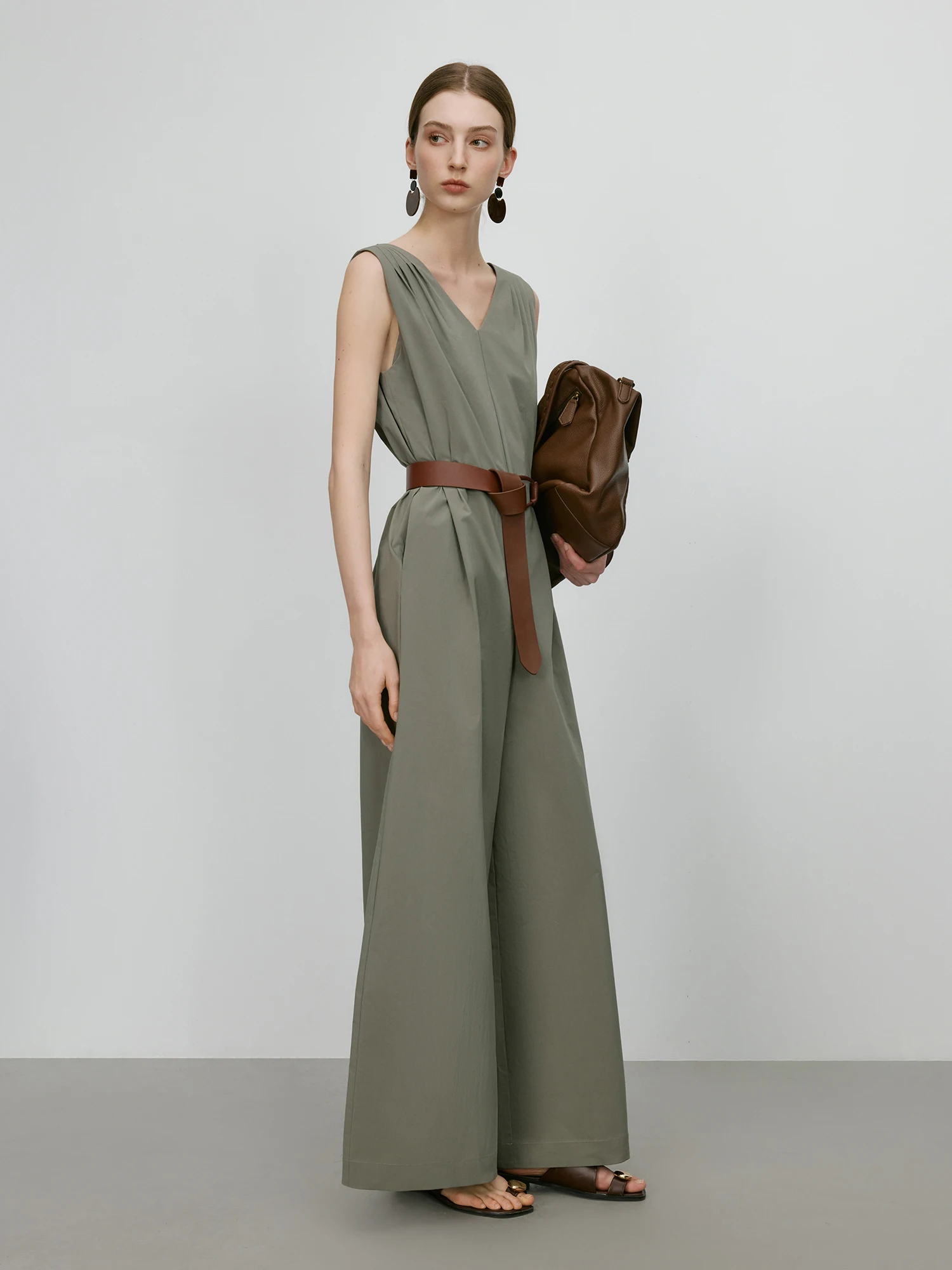 FSLE【Premium Series】2025 Summer Women's Elegant Sleeveless Tank-Style Jumpsuit - High-Waisted Wide-Leg & Breathable Cotton Blend