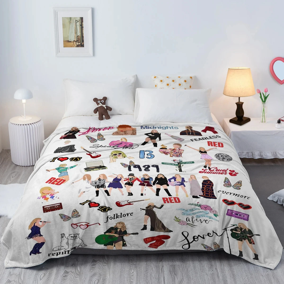 1989 Fashion Girl Blanket Printed Throw Blanket Plush Fluffy Flannel Fleece Blanket Soft Throws for Sofa Couch and Bed