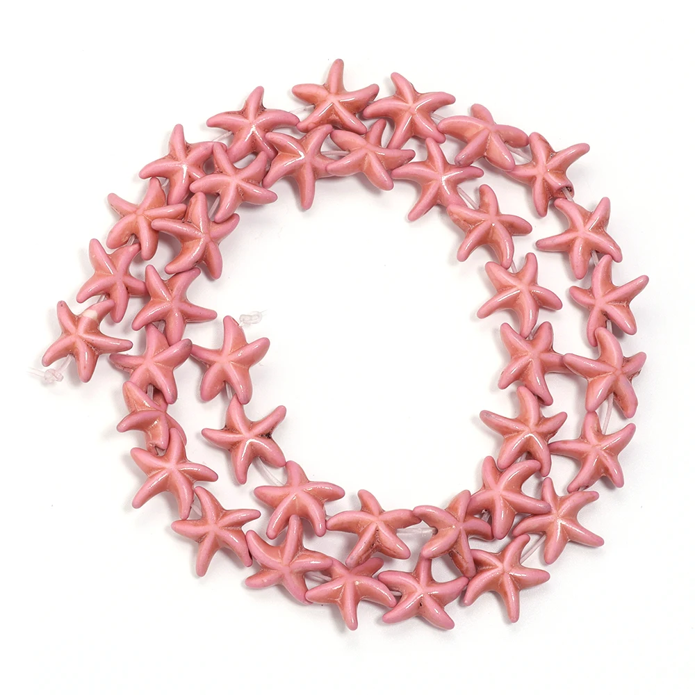 35pcs 13mm Zeester Vorm Natuurlijke Turquoise Stenen Kralen Kleurrijke Howliet Handgemaakte Kralen voor Sieraden Maken DIY Hanger Ambachten