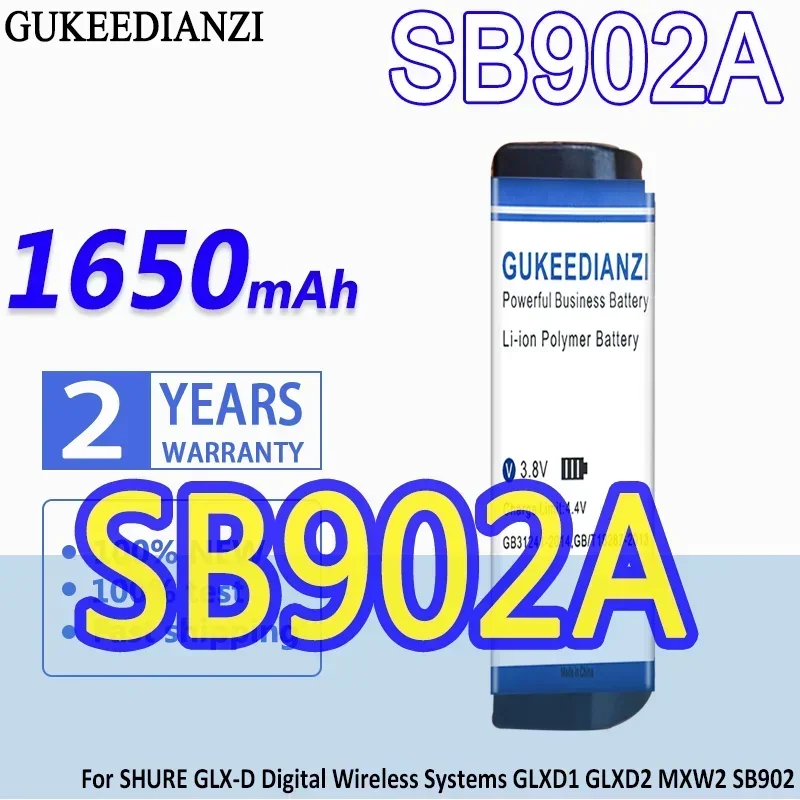 

Аккумулятор GUKEEDIANZI большой емкости 1650 мАч для цифровых беспроводных систем SHURE GLX-D GLXD 1 2 MXW2 SB902 SB902A