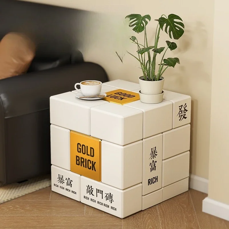 

Stepping brick cartoon creative side few living room sofa side coffee table small apartment storage table cream style simple