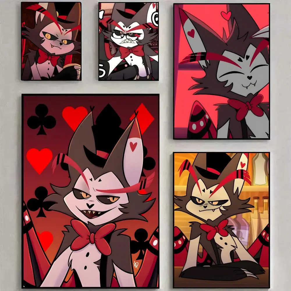 Anime H-hazbin Hotel Husk Poster Stylized Art Textured Canvas Mural For Bedroom Living Room Interior Wall Decoration