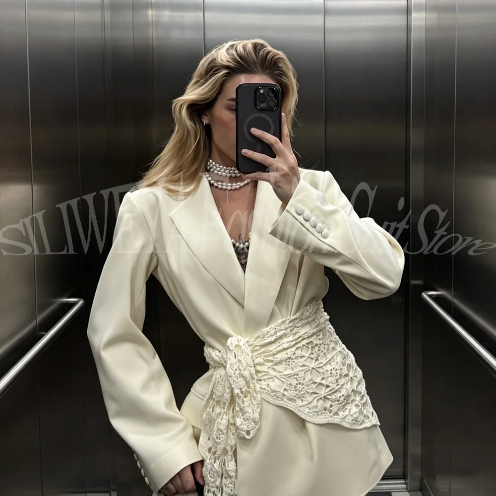 

Luxury Lace Belt Female Suit 2 Pieces Jacket Pants Office High-end Chic Lady Outfits Elegant Blazer Sets Conjuntos De Mujer