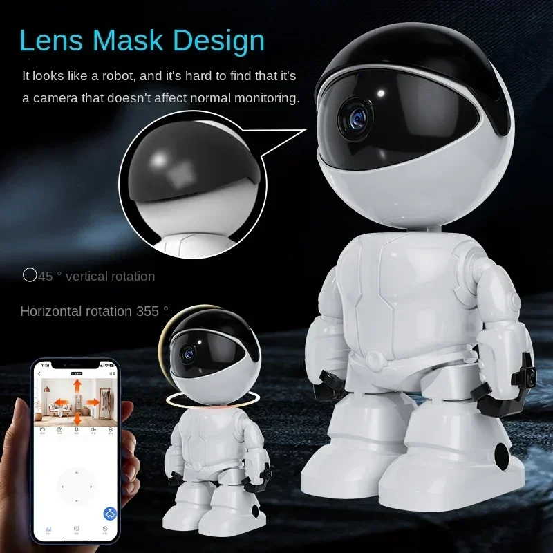 2MP Mini WiFi Robot Camera Inteligente Panorama CCTV Security Protection Color Night Vision AI Human Tracking PTZ Smart Baby Cam