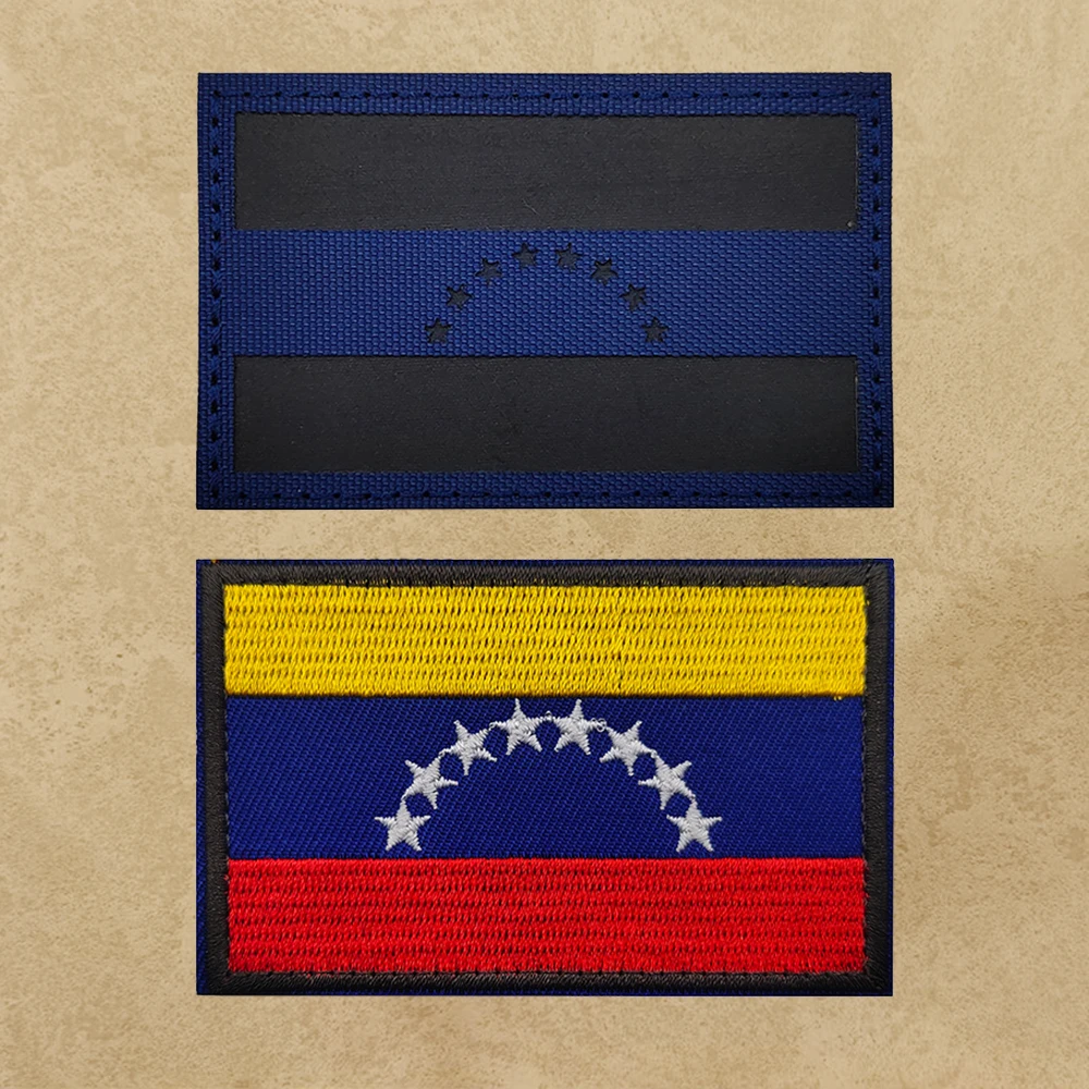 فنزويلا العلم المطرزة زين بقع فنزويلا عاكس الأشعة تحت الحمراء هوك وحلقة بقع التكتيكية ملصقات على ظهره #1