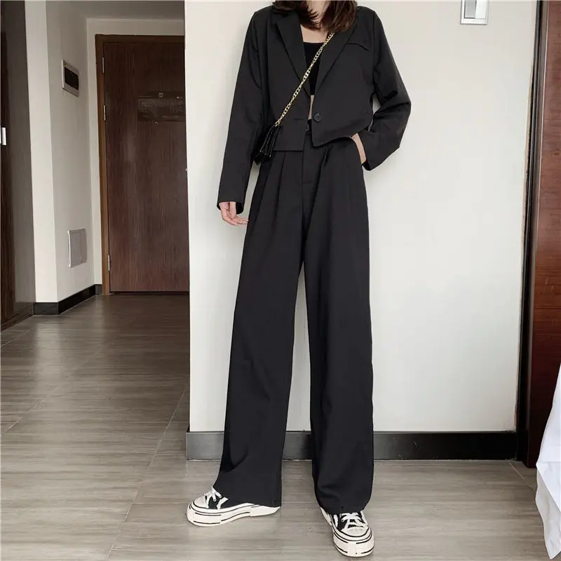 Grey narrow leg wide leg pants for women in spring and autumn, new high waisted  shaped figure, straight leg casual suit pants