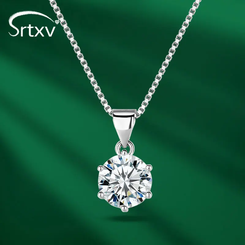 

2 CT Real Moissanite Pendant Necklace For Women 100% 925 Sterling Silver Diamond Necklace Wedding Bridal Party Gift Fine Jewelry