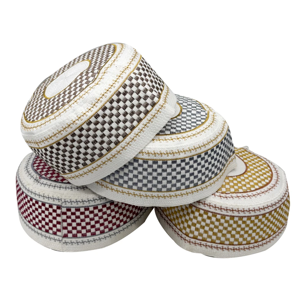 Islamic Ramadan Muslim Men Prayer Hats Cotton Embroidery Jewish Kippah Homme Hat Arab Headscarf Topkippot Turban Saudi Uae Cap