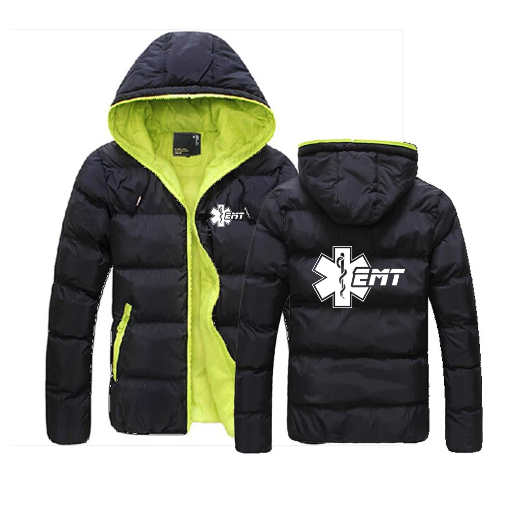 EMT Paramedic Emergency Medical 2023 Men's New High Quality Hoodies Colorblock Hooded Jacket Fashion Cotton Warm Casual Coat Top