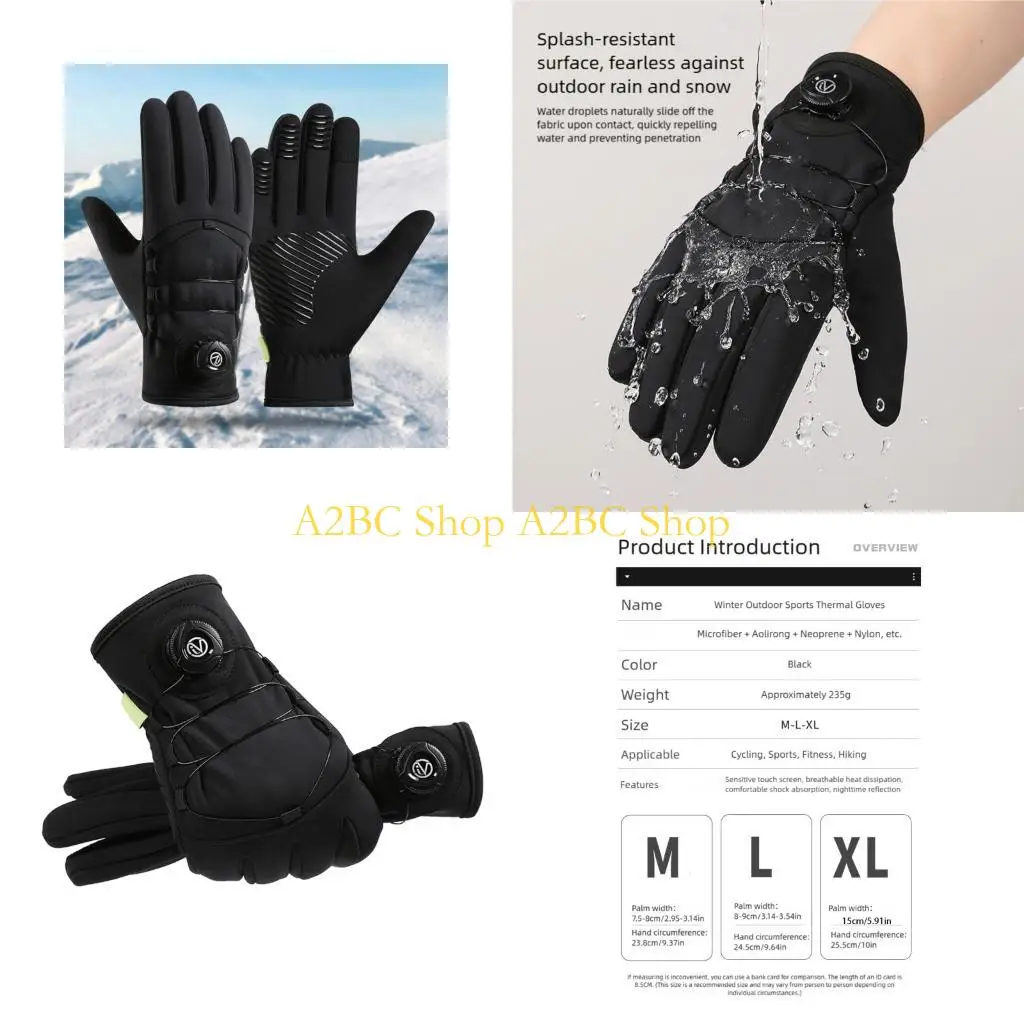 

A2BC Cold Weather Gloves With Rapid Heat Retention System Wateproof Surfaces Textured Antislip Grip Winter Sports