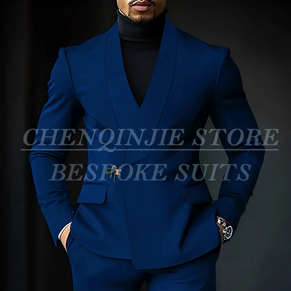 Chic Shawl Lapel Green Suits for Men High Quality Slim Fit Wedding Costume Homme Customized 2 Piece Jacket Pants Outfits Terno