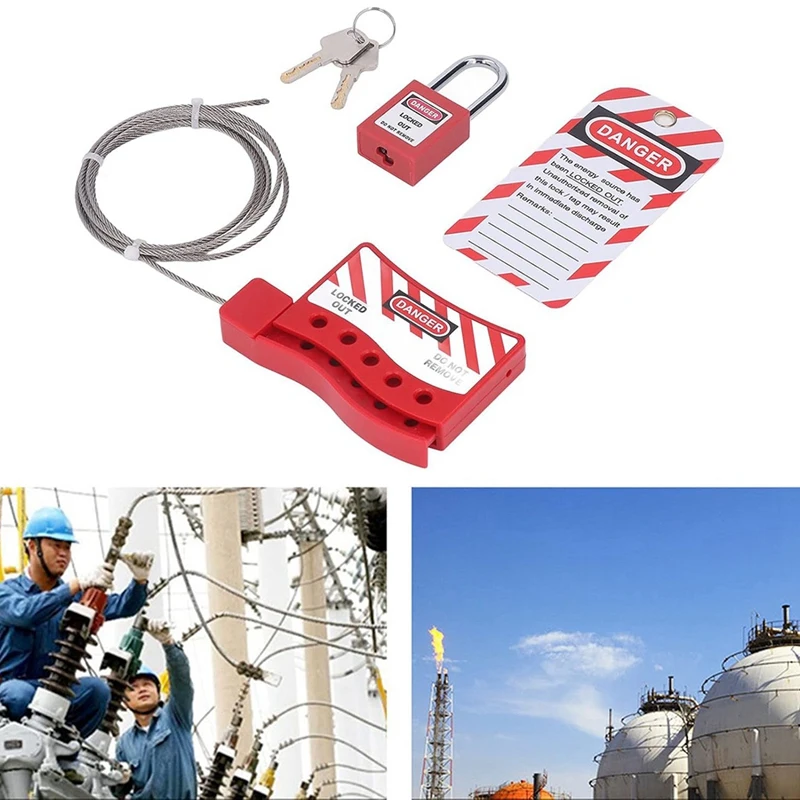 قفل كابل Tagout مقاوم لدرجة الحرارة، أقفال مفتاح صمام الباب المقبول، جهاز قفل المكونات الكهربائية