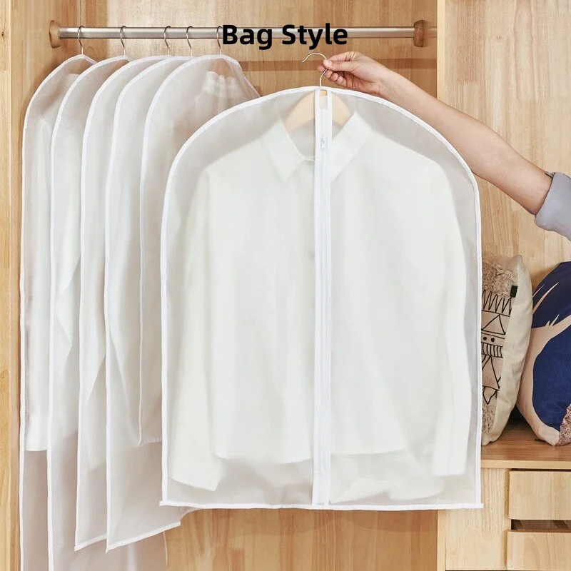 Clothes Dustproof Bag Household Transparent Waterproof Coat Suit Cover Washable Hanging Pocket Clothing Organizer