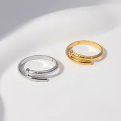 Stainless Steel Personalized Snag Rings for Women Girls Gold Color Hip Hop Kpop Open Rings Party Jewelry Gifts 2023 New