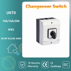 Dual Power Transfer Switch IP65 Waterproof Electrical Changeover switch Selector Operation Main Switch Manual Three Position Swi