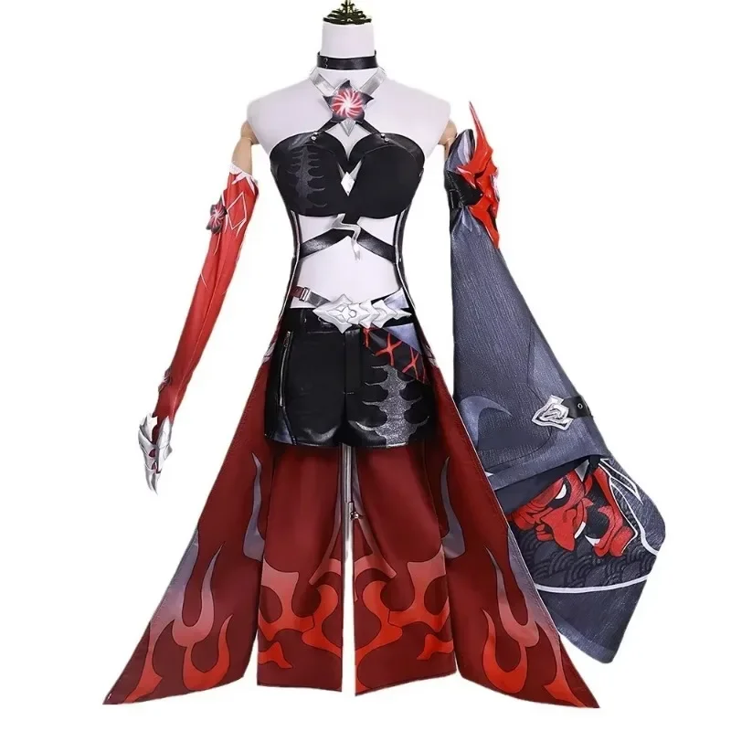 Acheron neue Haut rot schwarz Kostüm Acheron Cosplay Kostüm Honkai Star Rail Spiel Acheron rot 2. Form Cosplay Kostüm Kleid Set