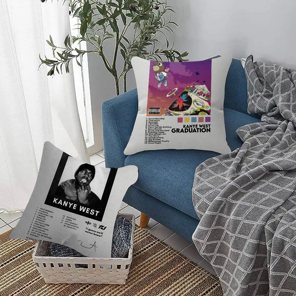 

Подушка с изображением обложки альбома рэпера Канье Уэста, 45x45 см, полиэстер, декоративные подушки для дивана, декоративные подушки для дома, наволочка для подушки.