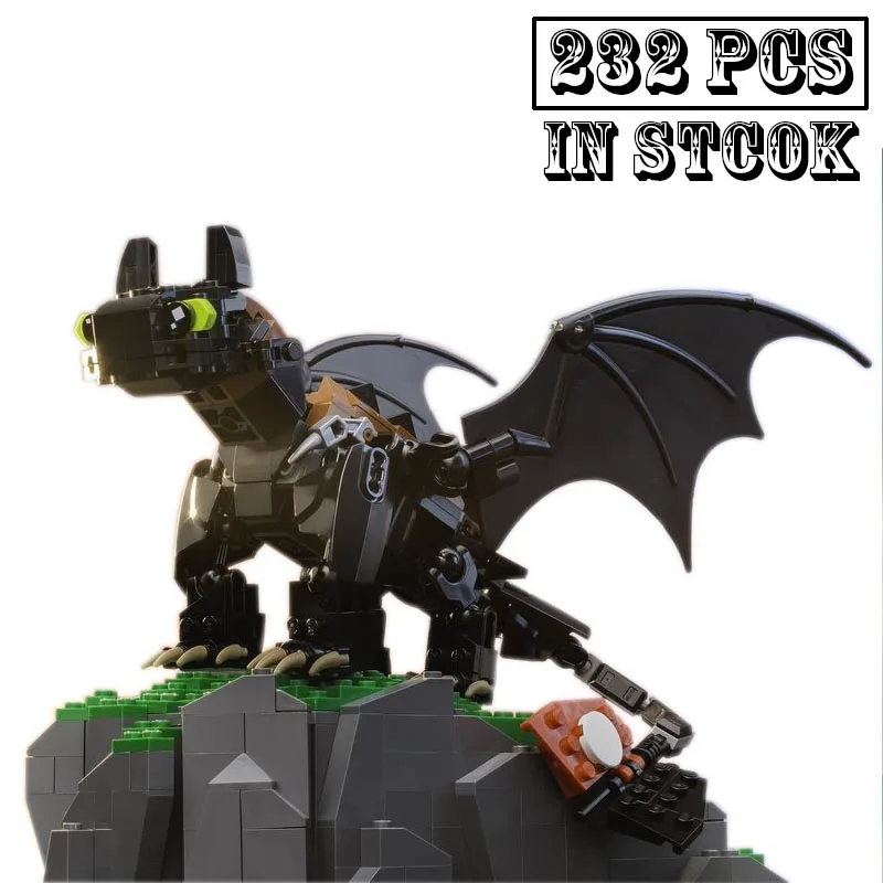 New 232pcs Toothless Night Furied Dragon Building Block MOC-23064 Customized Train Your Dragon Bricks Birthday Kids Toys Gifts