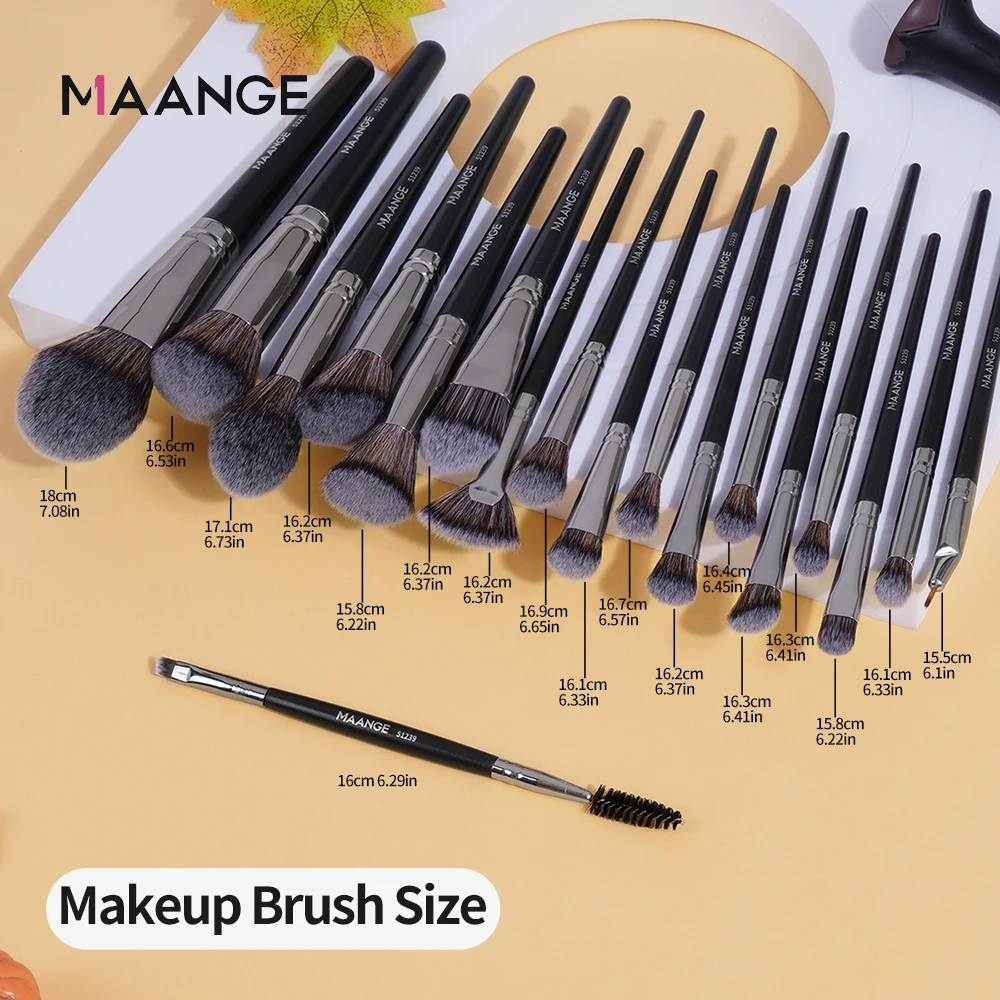 MAANGE Makeup Brushes Kit 18pcs Soft Bristle for Foundation Blush Eyeshadow Contour Conceal Details Brushes Set Face Makeup Tool