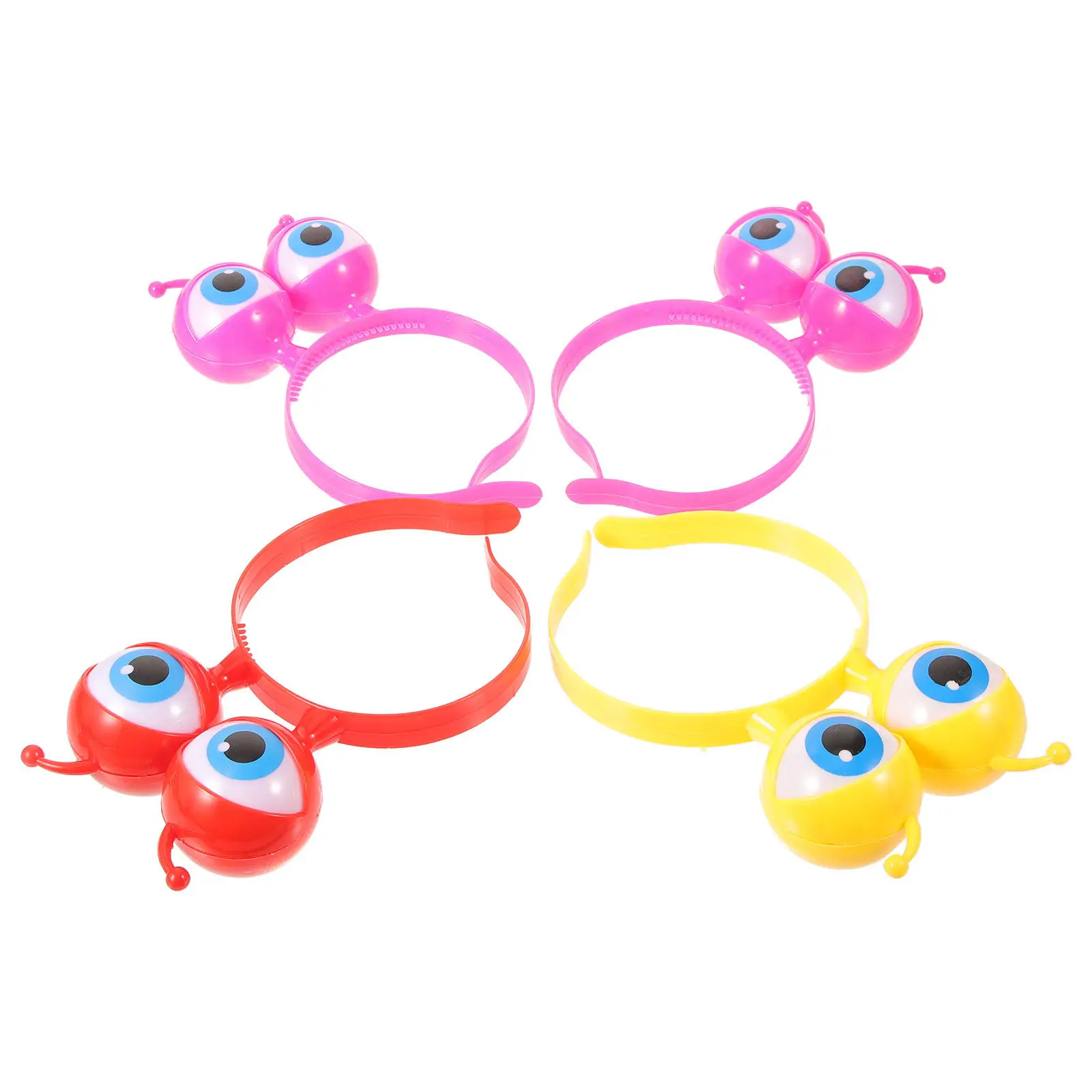 4Pcs Glow-in-Dark Big Eyes Hair Hoop Hair Band Plastic Cartoon Design for Concert Party Christmas Festival Daily Use