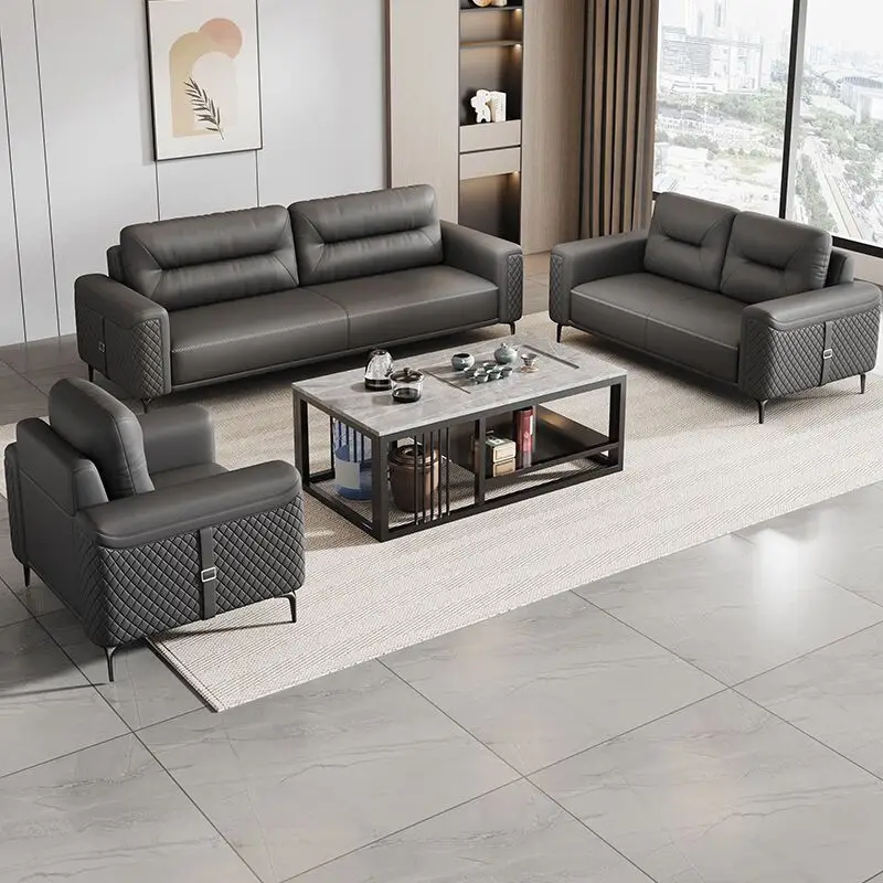 Xipi Modern Office Sofa Set for Living Room Business Reception Synthetic Leather Cover