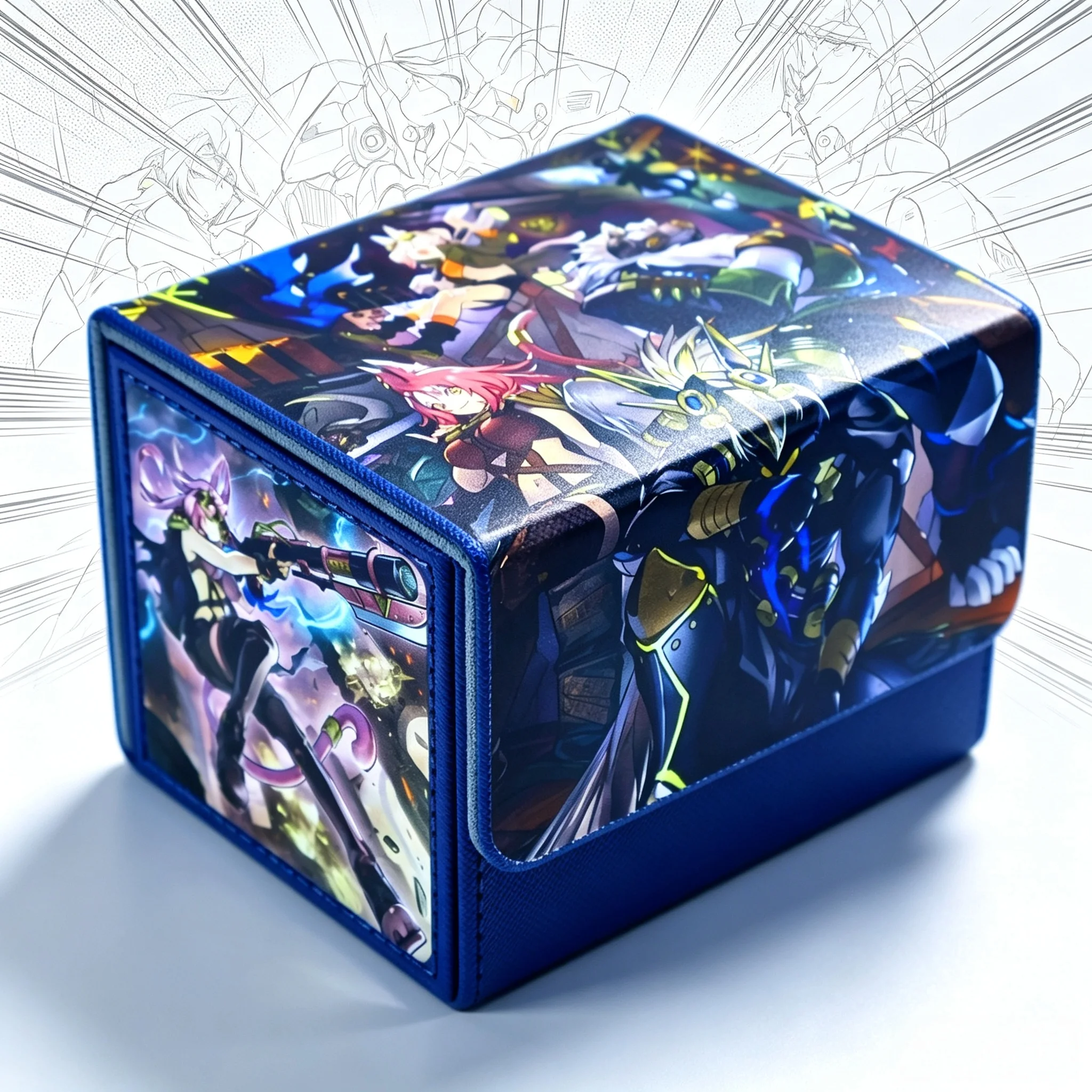 Yu-Gi-Oh！PU Magnetic Flip Cover Tri Brogade Ferrijit The Barren Blossom Card Box Tri Brogade Revolt Collection Card Storage Box