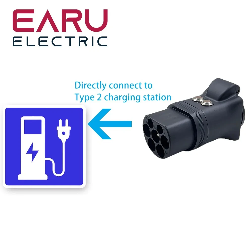 With Switch New Portable 220V Type 2 Male Plug to Schuko Socket EV Charging Adapter For EV Charger EV Connector